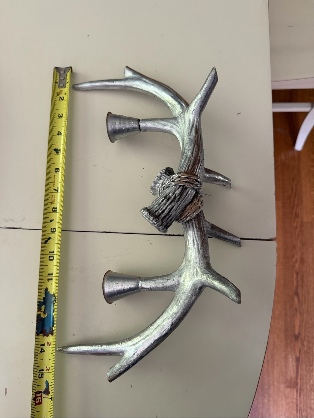 Rustic Unusual Antler Candle Holder - silver